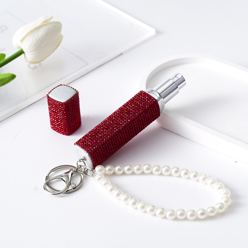 Wholesale Diamond-studded creative 10ml perfume bottle keychain